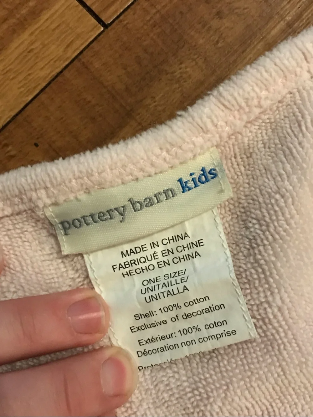 Pottery Barn Kids Pink Bunny Hooded bath towel 100% cotton